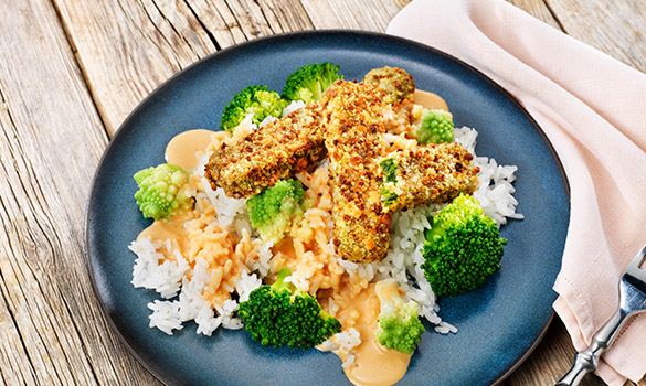 Brokkoliris, Spinatpinner og rød karrisaus