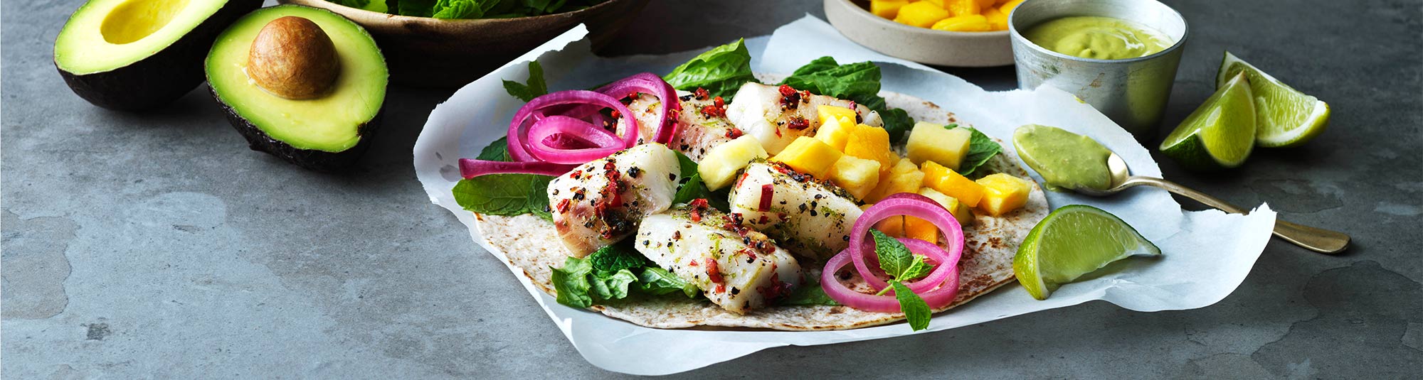 Fisketacos med marinert torsk