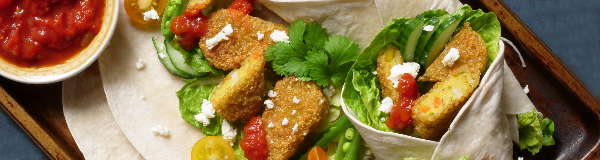 Wrap med grønnsaksnuggets og salsa