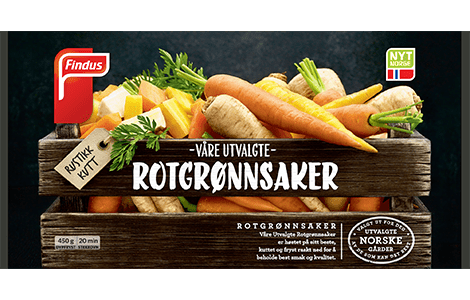 Pakningsbilde Våre utvalgte rotgrønnsaker fra Findus. 