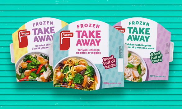 Frozen take away bowls packshot turkos plåt bakgrund 