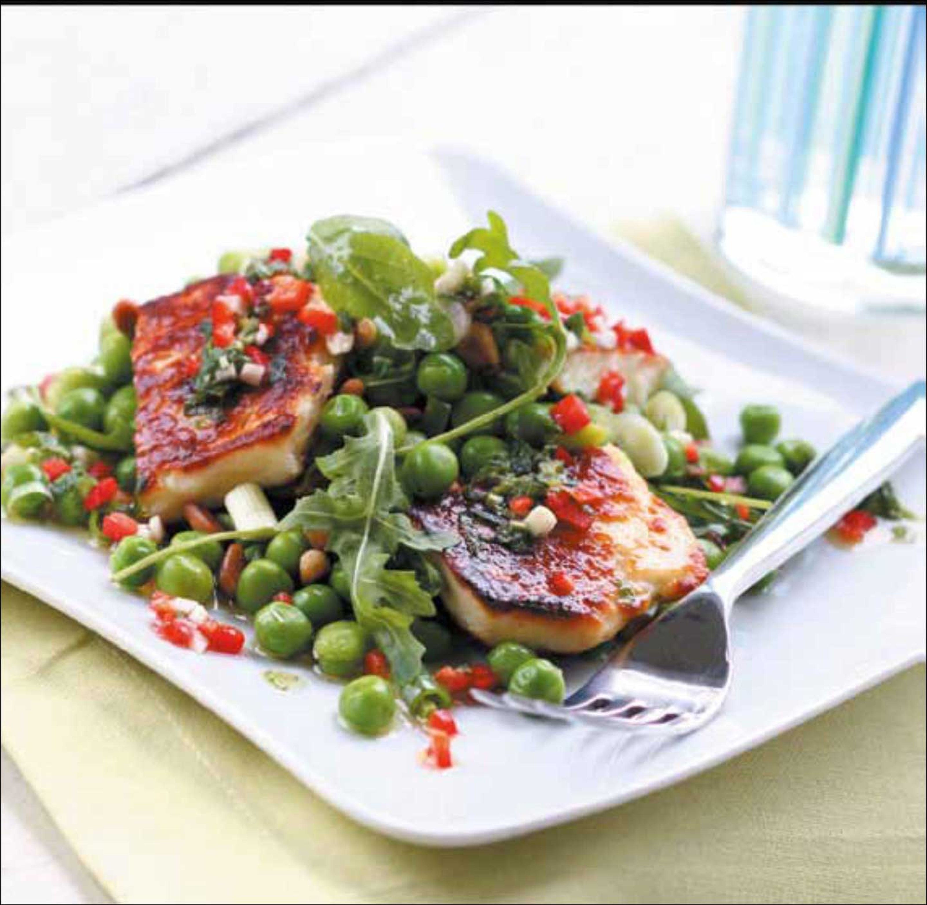 Grilled Halloumi with Peas Pine Nuts Broad Beans and Rocket_112381.jpg